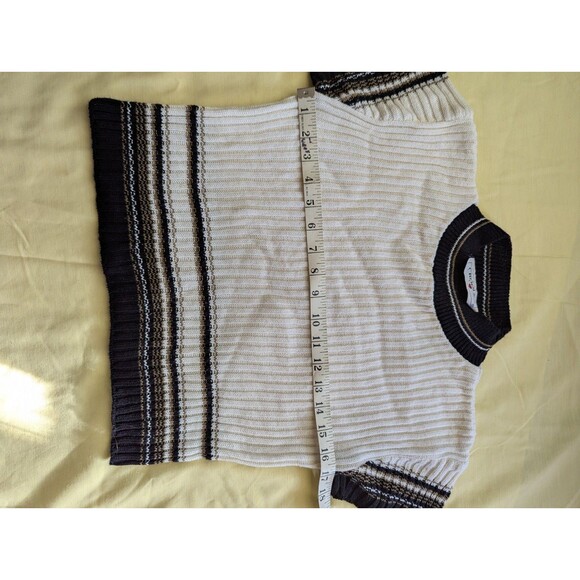 VINTAGE 90'S Cropped Short Sleeve Striped Knit Sweater - Picture 3 of 9